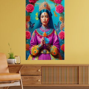 Majestätische asiatische Prinzessin mit Edelstein Poster