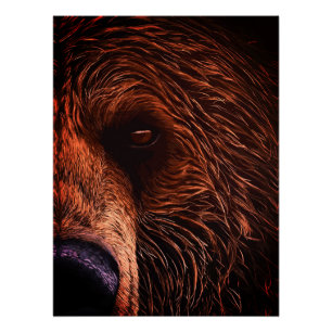 Majestätische Bärenporträt-Kunst – Nahaufnahme Wil Poster