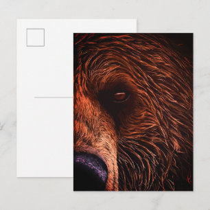 Majestätische Bärenporträt-Kunst – Nahaufnahme Wil Postkarte