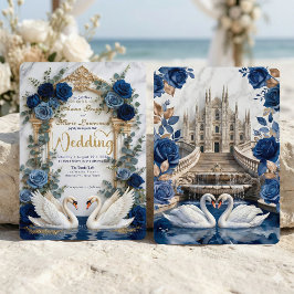 Majestätische Barocke Bogen & Märchen-Schwan-Hochz Einladung