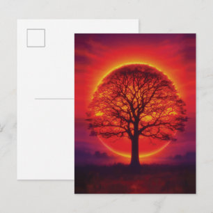 Majestätische Baum-Silhouette beim Sonnenuntergang Postkarte