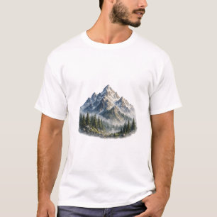 Majestätische Berg- und Waldlandschaft Aquarell T-Shirt
