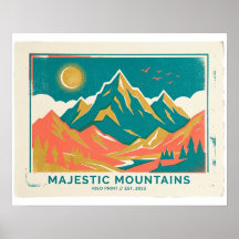 Majestätische Berge Riso-Druck 