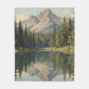 Majestätische Bergsee-Reflexion Fleecedecke