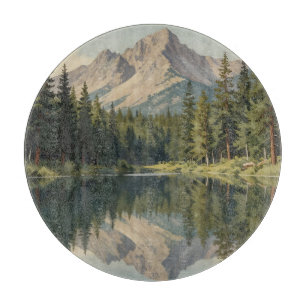 Majestätische Bergsee-Reflexion Schneidebrett
