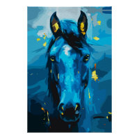 Majestätische Blaue Pferdekunst – Stärke und Elega