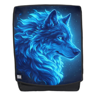Majestätische Blaue Wolf Leuchtende Fantasy-Wildli Rucksack