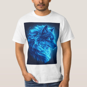 Majestätische Blaue Wolf Leuchtende Fantasy-Wildli T-Shirt
