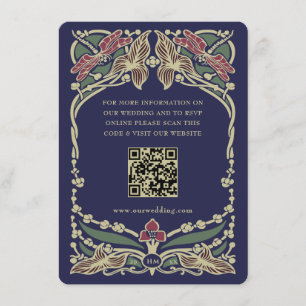 Majestätische Burgunderrot-Navy-Blau-Art-Nouveau-H Begleitkarte