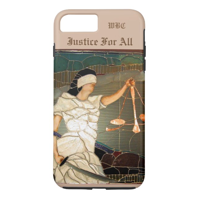 Majestätische Dame Justice Portrait im Buntglas Case-Mate iPhone Hülle (Rückseite)