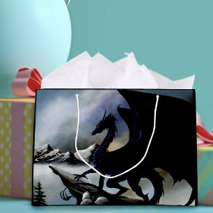 Majestätische Dunkle Drache Schwarze Fantasy Berge Große Geschenktüte
