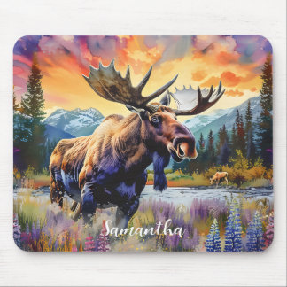 Majestätische Elche in den Bergen Mousepad