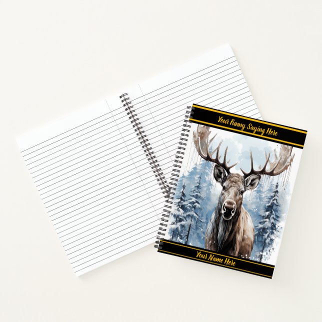 Majestätische Elche stehend stolz in einem Schneew Notizbuch (Innenseite)