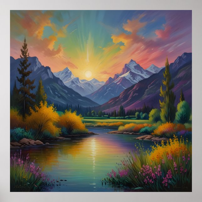 Majestätische Gebirgskunst Poster (Vorne)