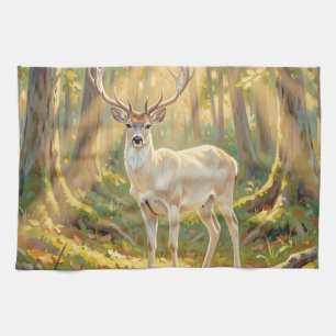 Majestätische Goldene Waldhirschmalerei Geschirrtuch