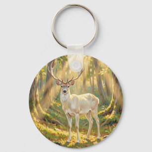 Majestätische Goldene Waldhirschmalerei Schlüsselanhänger