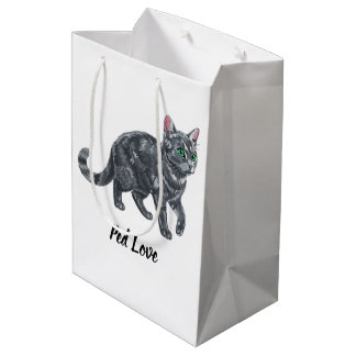 Majestätische graue getigerte Katze mit grünen Aug Mittlere Geschenktüte