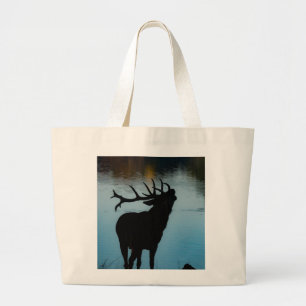 Majestätische Hirsch-Silhouette-Baumwoll-Tasche - Jumbo Stoffbeutel