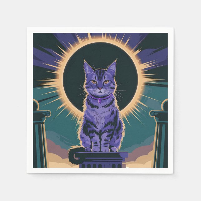 majestätische Katze, die unter einer Sonnenfinster Serviette (Vorderseite)