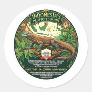Majestätische Komodo-Drachen-Kunst - Ikonische ind Runder Aufkleber