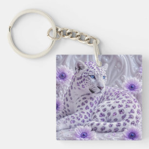 Majestätische königliche violette Juwel-Leopard-Ku Schlüsselanhänger