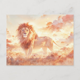 Majestätische Löwen-Savanne in Sonnenlicht Postkarte