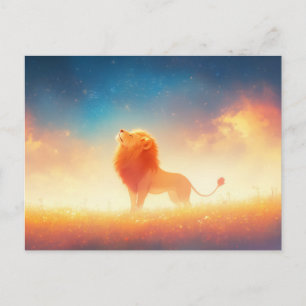 Majestätische Löwen Sternenklarer Sonnenuntergang Postkarte