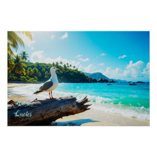 Majestätische Möwe am tropischen Strand Poster