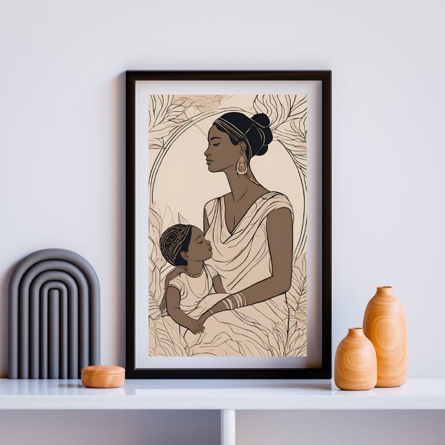 Majestätische Mutter- und Tochter-Linienkunst  Poster (Von Creator hochgeladen)