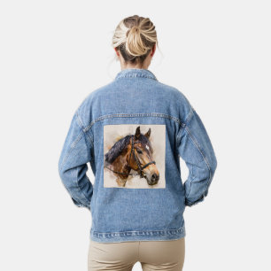 Majestätische Pferdekopf-Denimjacke Jeansjacke