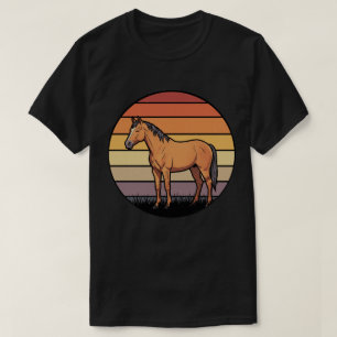 Majestätische Pferdesilhouette - Retro-Sonnenunter T-Shirt