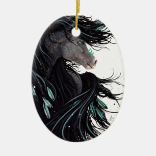 Majestätische Pferdeweihnachtsverzierung durch Keramik Ornament