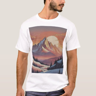 Majestätische schneebedeckte Berglandschaftskunst T-Shirt