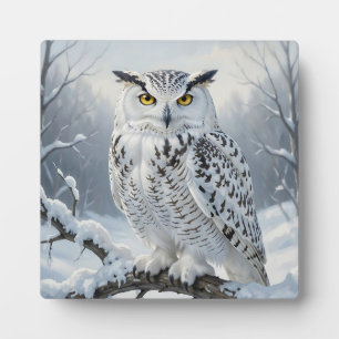 Majestätische Schneeeulen-Winterszene Fotoplatte
