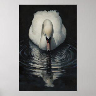 Majestätische Schwan Reflexions Kunst, Eleganter W Poster