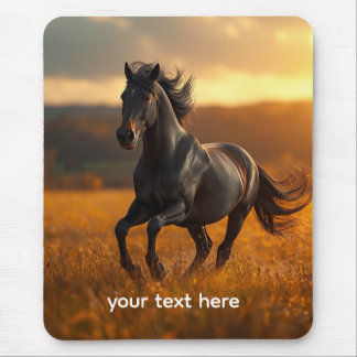 Majestätische Schwarze Hengst Herbstlandschaft Puz Mousepad