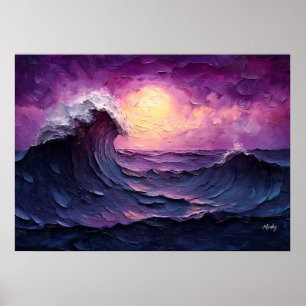 Majestätische Sonnenuntergangswelle im texturierte Poster