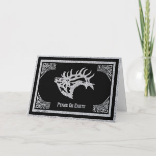 Majestätische Stier-Elch-Silhouette Feiertagskarte