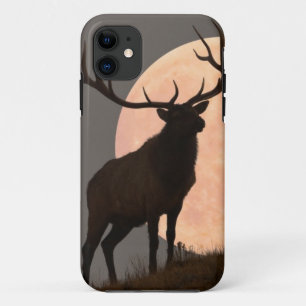 Majestätische Stier-Elch-und Vollmond-Aufstieg iPhone 11 Hülle
