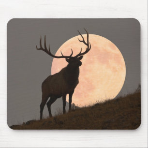 Majestätische Stier-Elch-und Vollmond-Aufstieg Mousepad