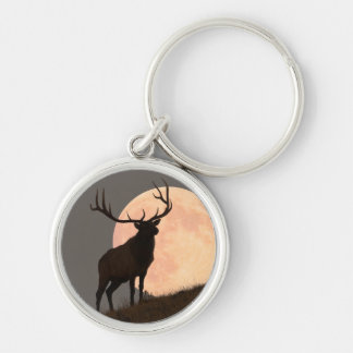 Majestätische Stier-Elch-und Vollmond-Aufstieg Schlüsselanhänger