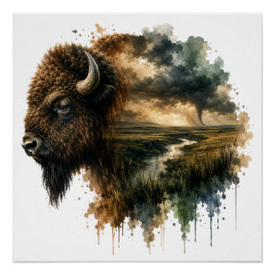 Majestätische Tiere Doppelbelichtung Poster