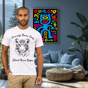 Majestätische Tiger-Linienkunst - Mut geht tief T-Shirt