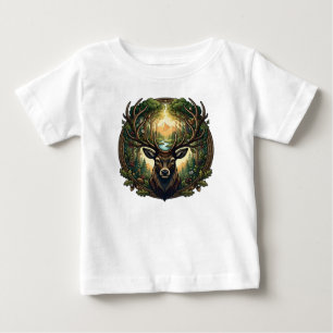 Majestätische Waldhirsch-Natur-Wildlife-Kunst Baby T-shirt