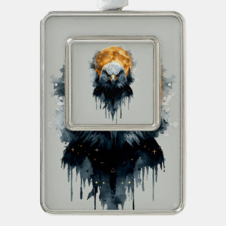 Majestätische Wasserfarben-Mond-Wasserwildnis-Kuns Rahmen-Ornament Silber