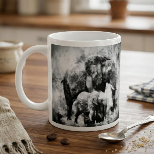 Majestätische weibliche afrikanische Elefanten mit Kaffeetasse