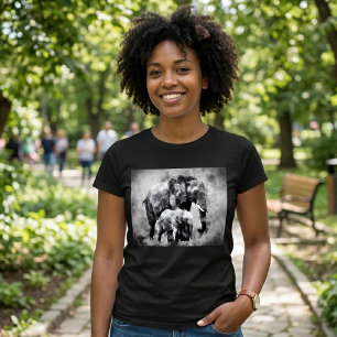 Majestätische weibliche afrikanische Elefanten mit T-Shirt