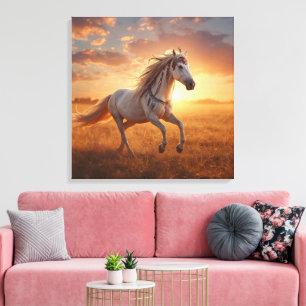 Majestätische weiße Pferd-Wandkunst Elegant Leinwanddruck