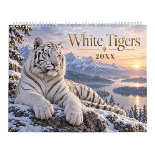 Majestätische Weiße Tiger Wildlife Natur Kalender