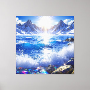 Majestätische Winterlandschaft mit Ozeanwellen  Leinwanddruck